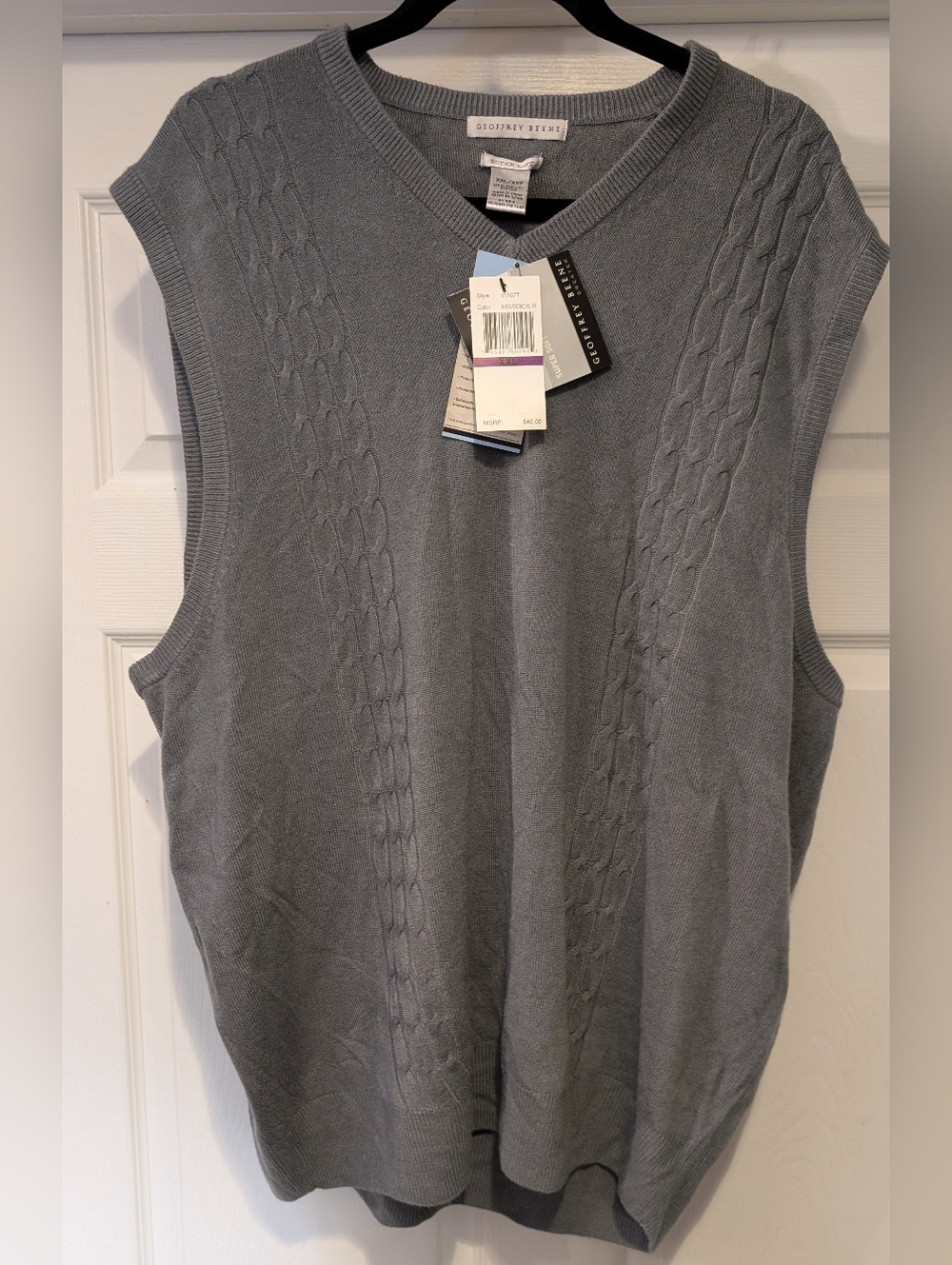 NWT Geoffrey Beene Men's Concrete Gray Super Soft Sweater Vest Size XXL Acrylic